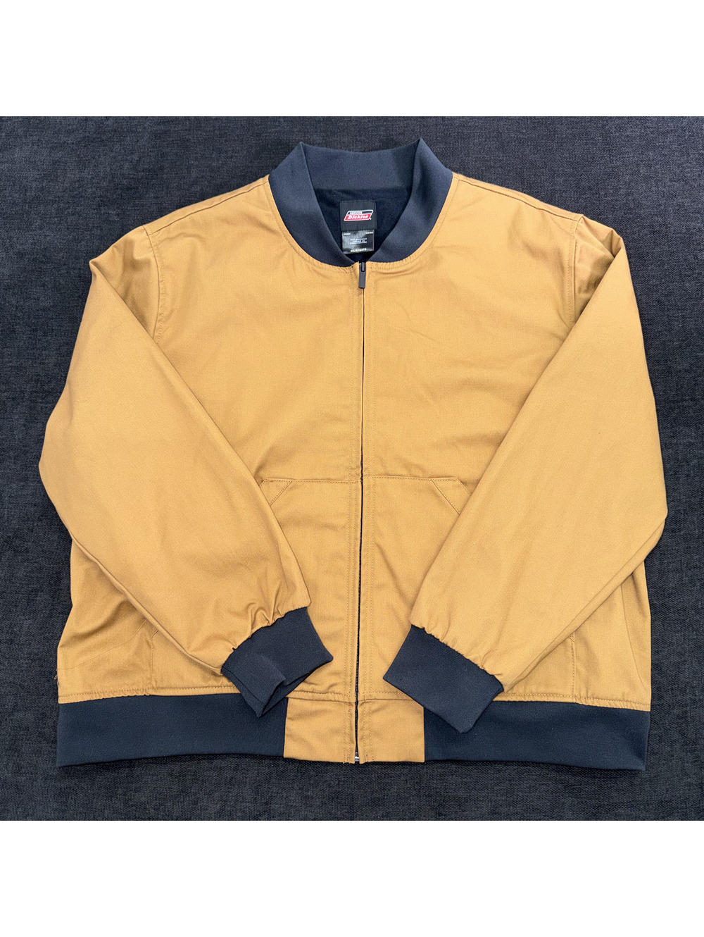 Dickies Men's 2XL Tan and Black Bomber Jacket with Ribbed Trim